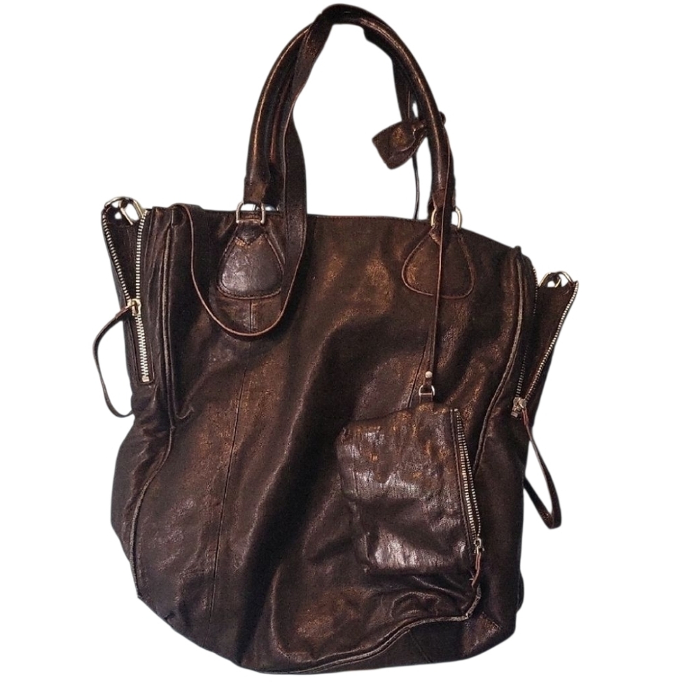 Tusk Black & Dark Brown Leather Shoulder Bag